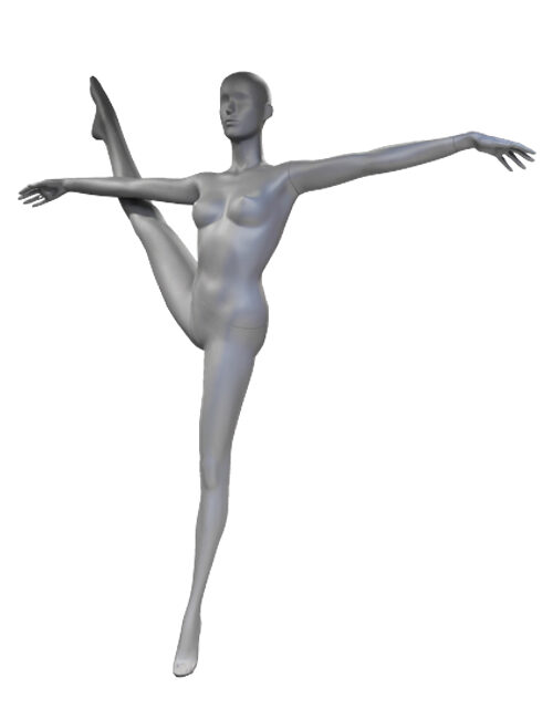 Gymnastik / yoga dame mannequin i flot grå farve