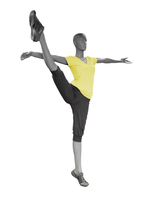 Gymnastik / yoga dame mannequin i flot grå farve
