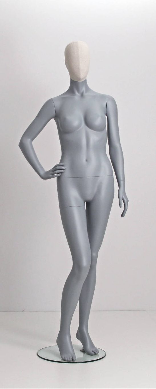 Ladies mannequin - faceless - vintage head - gray - clothing store - fashion