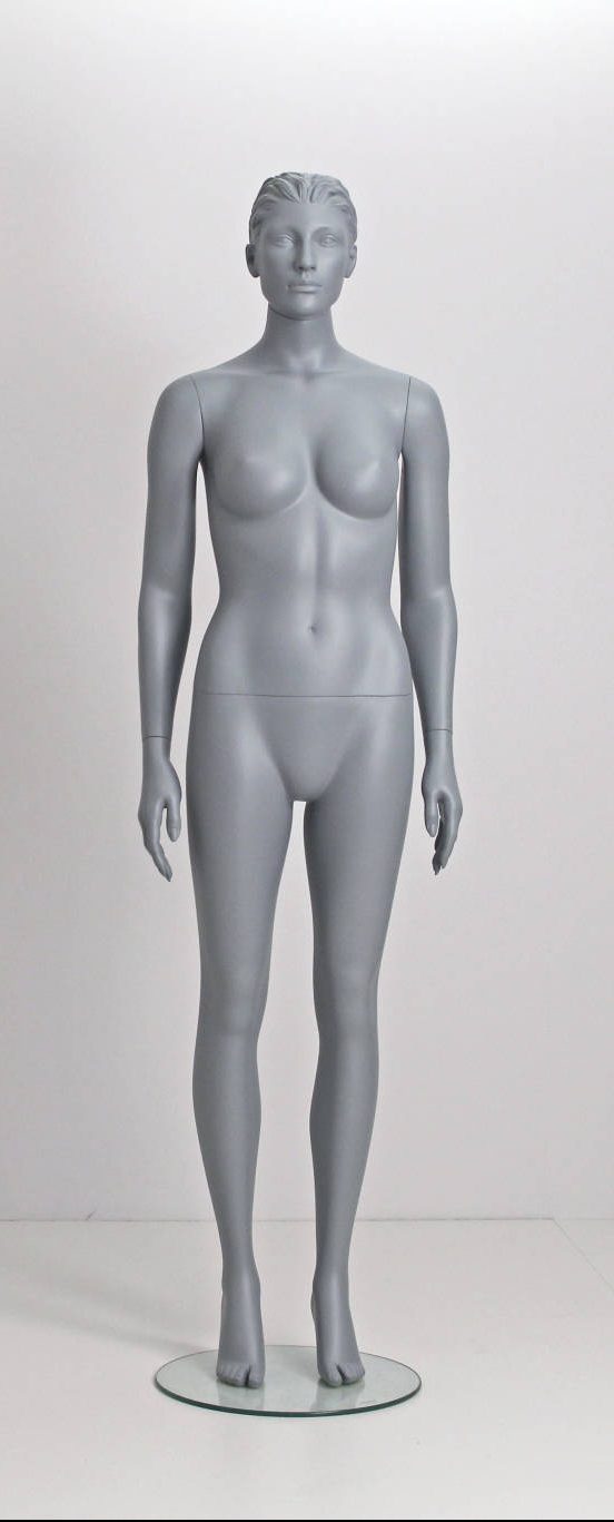 Dame mannequin - stilistisk hoved - grå - str. 38 - ligestående